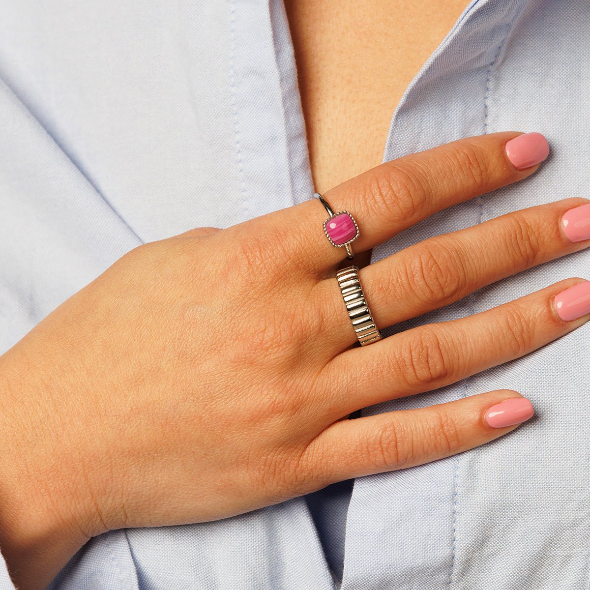 Zilveren ring - Rose Stripe Agate - Zelfverzekerdheid & rust - My Bendel