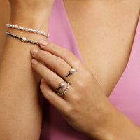 Zilveren ring - roze parel - getwist randje - vintage - My Bendel