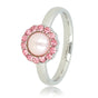 Zilveren ring - roze parel - zirkonia steentjes - My Bendel