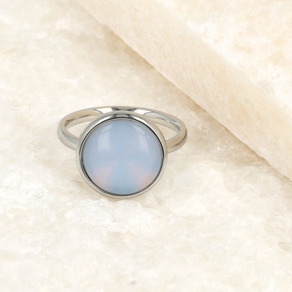 Zilveren ring - White Quartz edelsteen - hypoallergeen - My Bendel