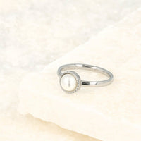 Zilveren ring - Witte parel - Vintage rand - My Bendel