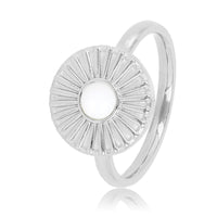 Zilveren ring - zonnetje design - White Aventurine edelsteen