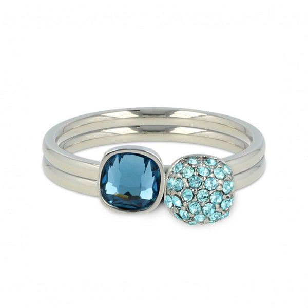 Zilveren ringen set - saffierblauw en aqua zirkonia - My Bendel