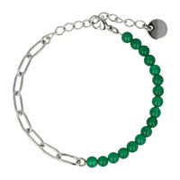 Zilveren Schakelarmband met Green Agate Edelstenen