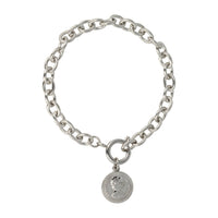 Silver Link Bracelet with Coin Pendant
