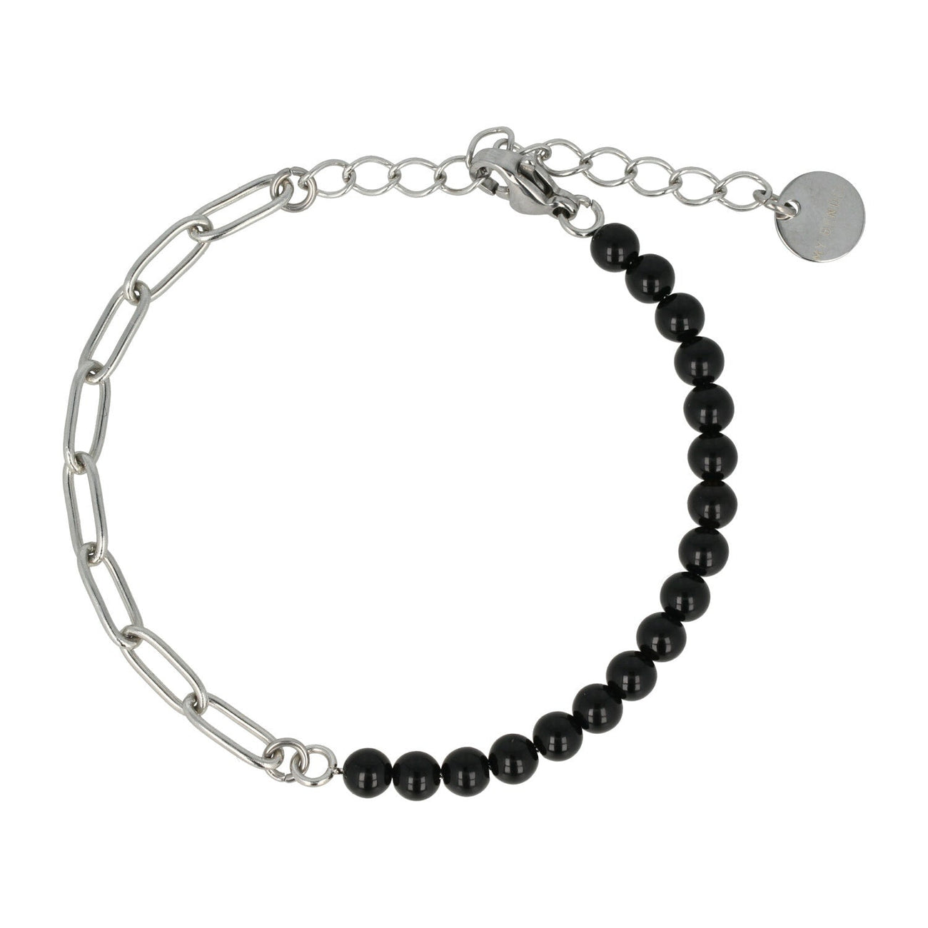 Zilveren Schakelarmband met Onyx Edelstenen - My Bendel