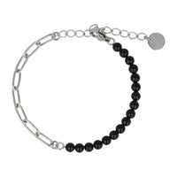Zilveren Schakelarmband met Onyx Edelstenen