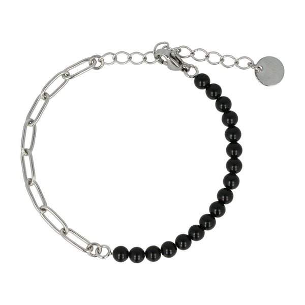 Zilveren Schakelarmband met Onyx Edelstenen - My Bendel