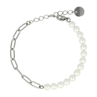 Zilveren Schakelarmband met Parelmoer Edelstenen