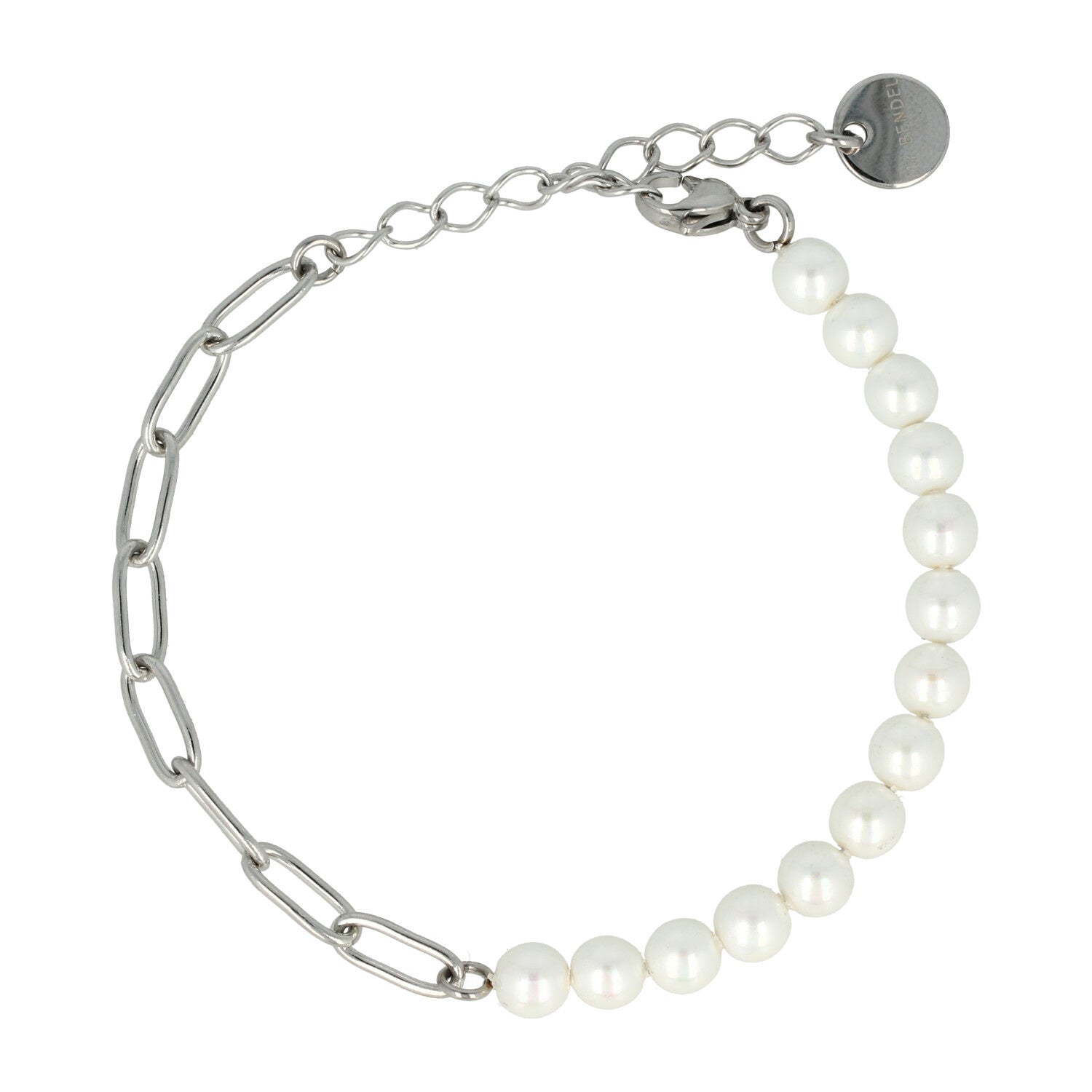 Zilveren Schakelarmband met Parelmoer Edelstenen - My Bendel