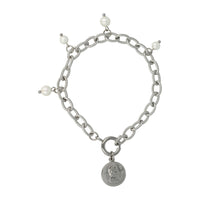 Zilveren Schakelarmband met Parelmoer kralen