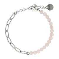 Zilveren Schakelarmband met Rose Quartz Edelstenen