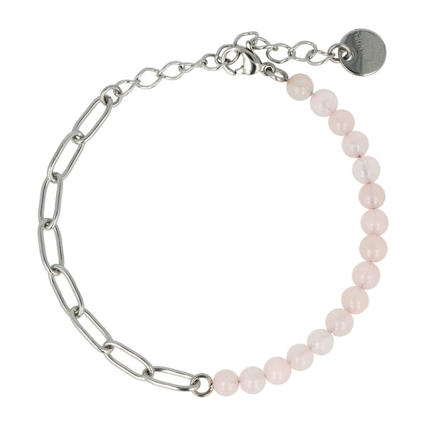 Zilveren Schakelarmband met Rose Quartz Edelstenen - My Bendel