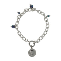 Zilveren Schakelarmband met Zwarte Parel bedels