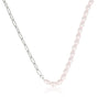 Zilveren Schakelketting met Roze Parels - My Bendel