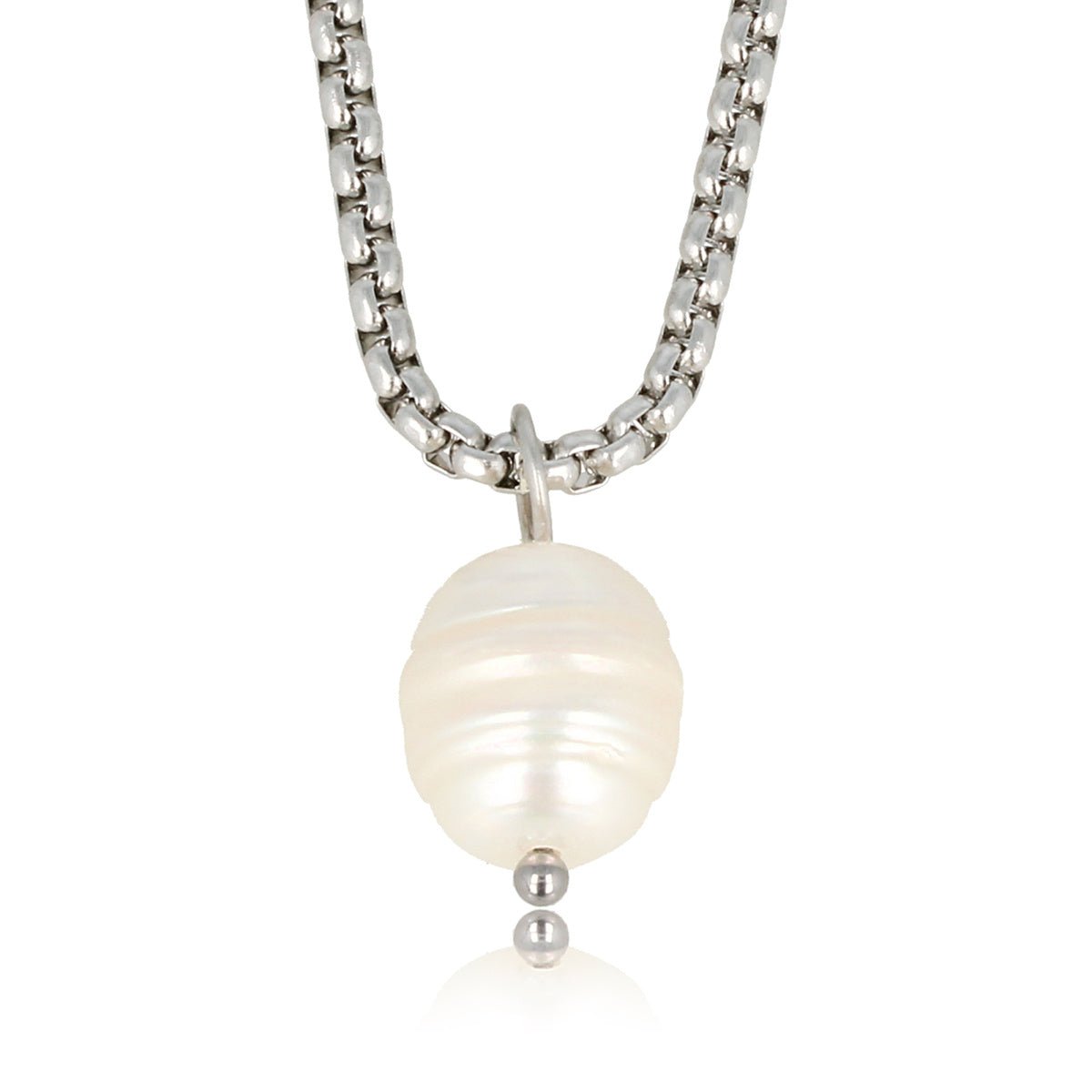 Zilveren Schakelketting met Zoetwaterparel - My Bendel