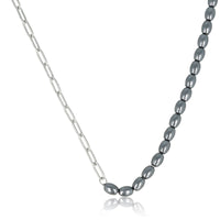 Zilveren Schakelketting met Zwarte Parels