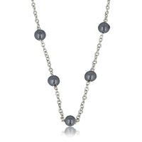 Zilveren Schakelketting met Zwarte Parels - Fijn Design