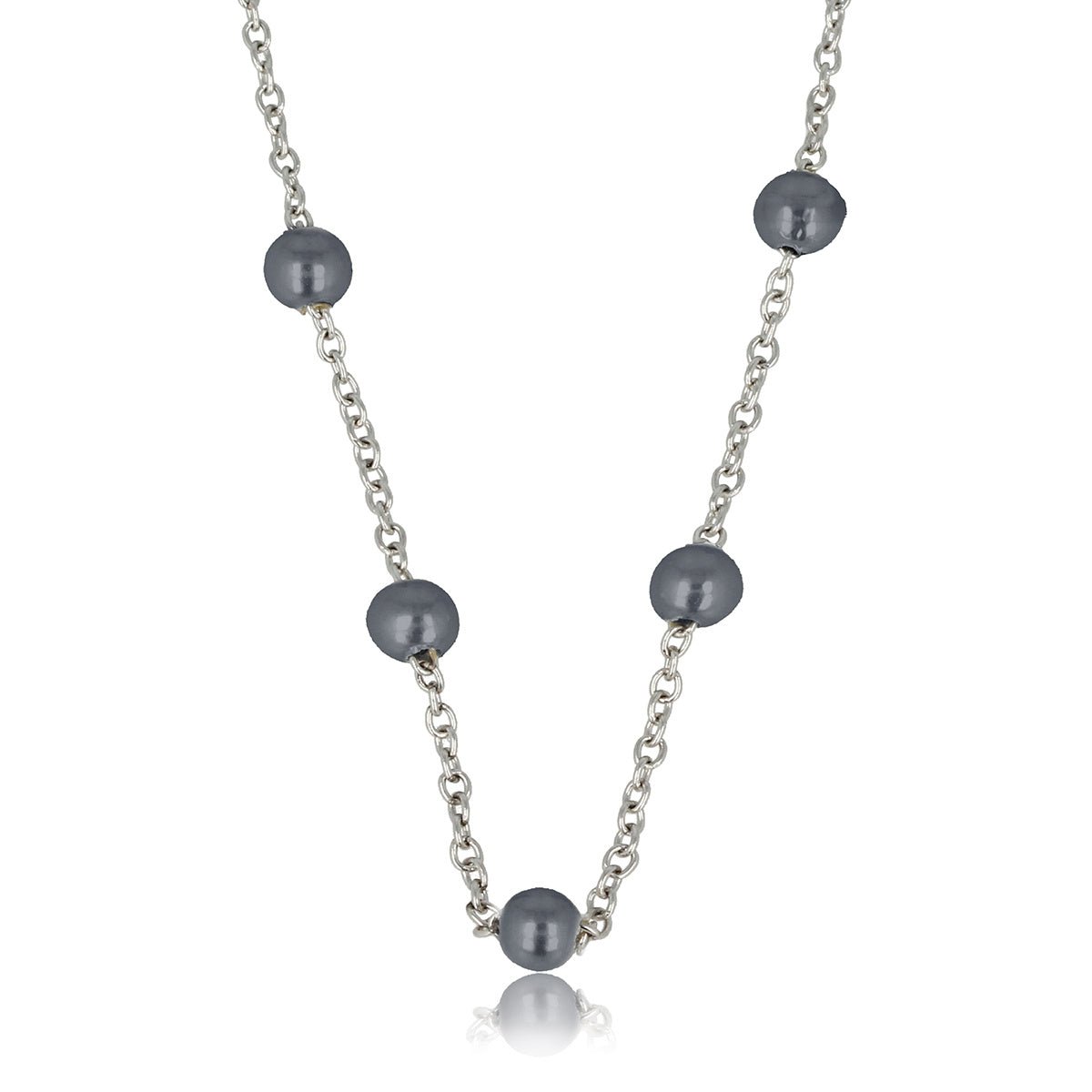Zilveren Schakelketting met Zwarte Parels - Fijn Design - My Bendel
