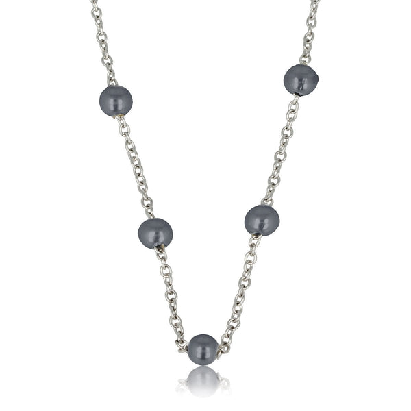 Zilveren Schakelketting met Zwarte Parels - Fijn Design - My Bendel