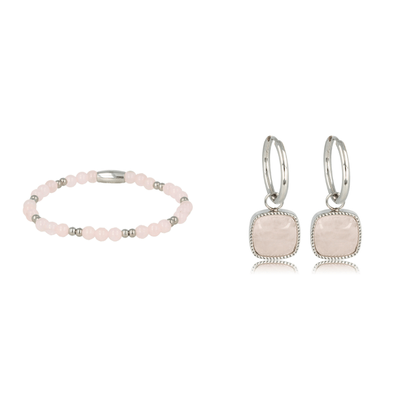 Zilveren Sieradenset met Rose Quartz Elegantie - My Bendel