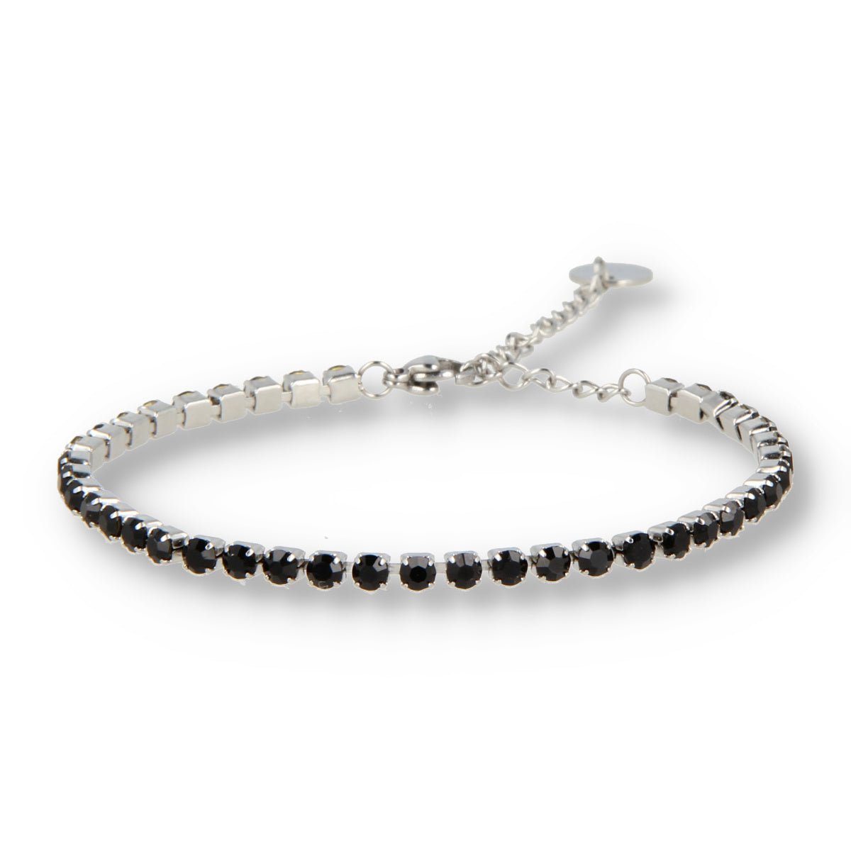 Zilveren tennisarmband met zwarte zirkonia stenen - My Bendel