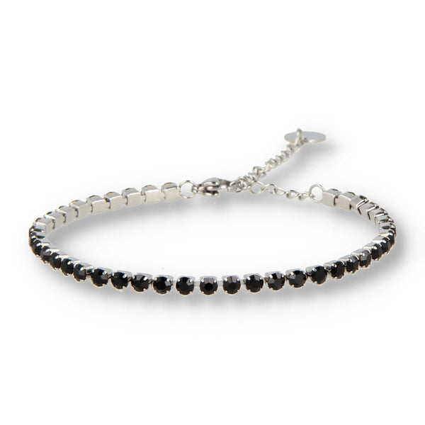 Zilveren tennisarmband met zwarte zirkonia stenen - My Bendel