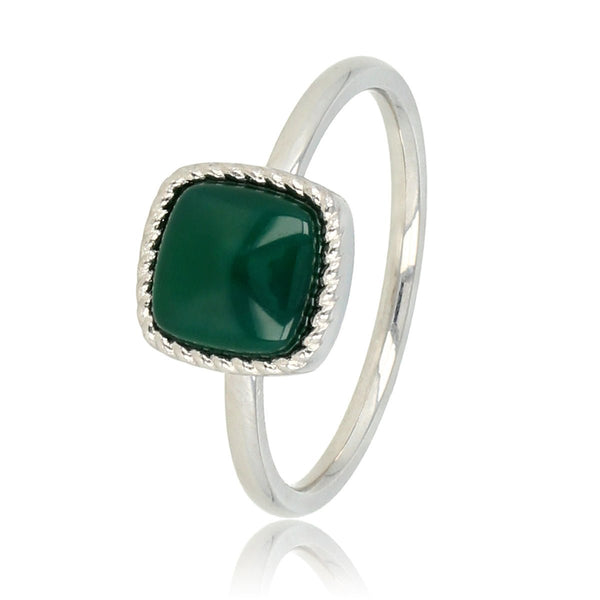 Zilveren Zegelring met Donker Green Agate Edelsteen - My Bendel
