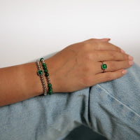 Zilveren Zegelring met Donker Green Agate Edelsteen - My Bendel
