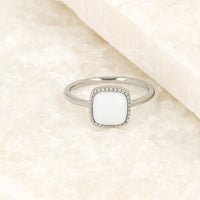 Zilveren zegelring - White Aventurine edelsteen - Chique look - My Bendel