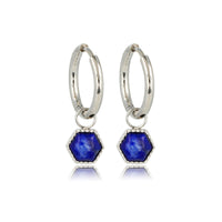 Silver Hexagon Earrings with Lapis Lazuli Splendor