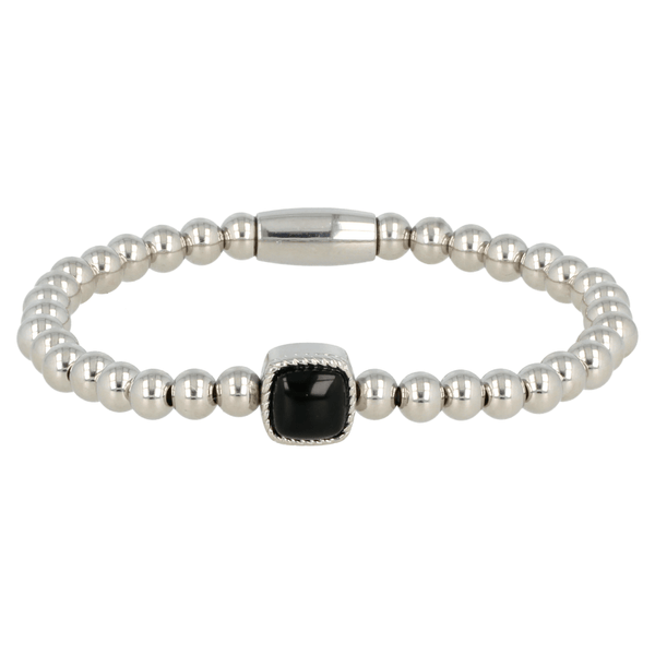 Zilverkleurige Onyx Edelsteen Damesarmband - My Bendel