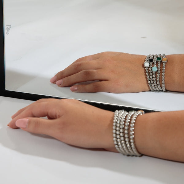 Zilverkleurige Onyx Edelsteen Damesarmband - My Bendel