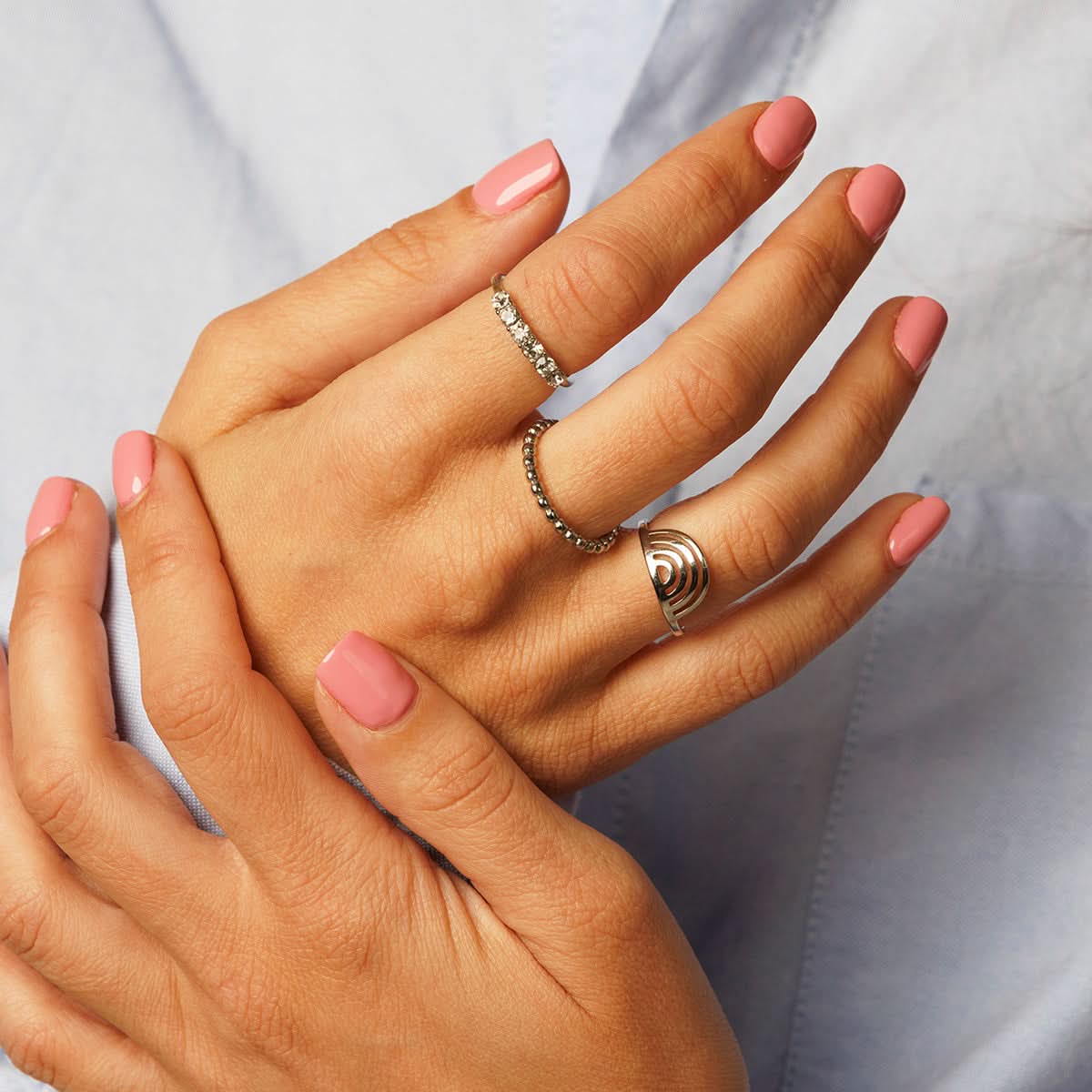Zilverkleurige ring met bolletjes - Stainless steel - hypoallergeen - My Bendel