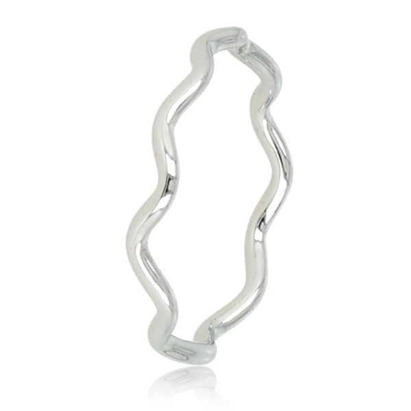 Zilverkleurige wave aanschuifring - speelse Stainless steel ring - My Bendel